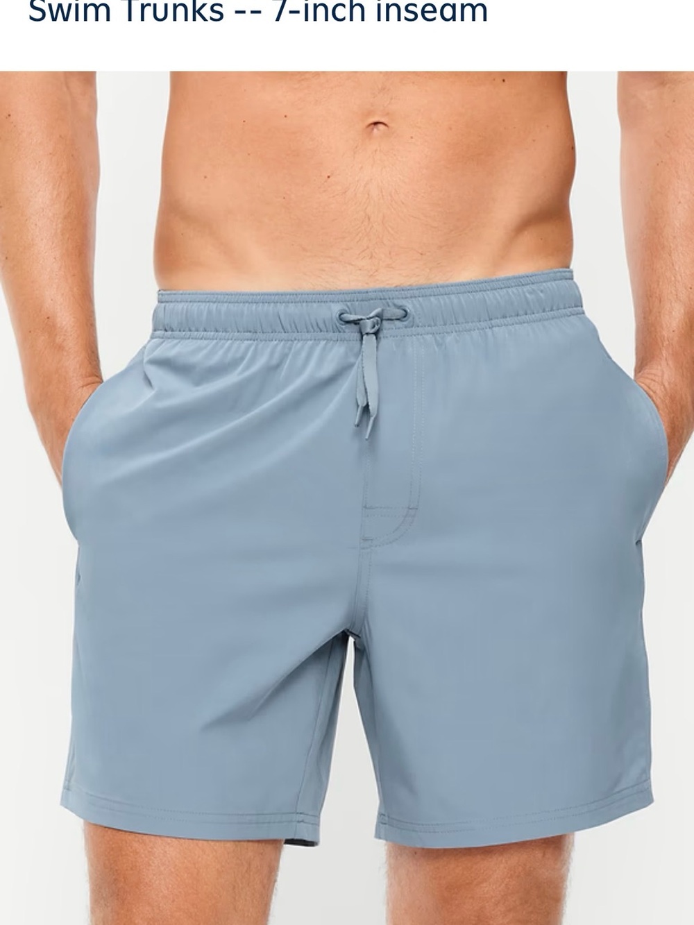 Old Navy Men's Pale Blue Swim Trunks with Drawstring